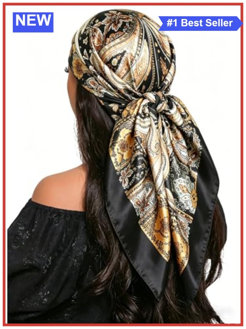 Satin Silk Feel Head Scarf Large Floral Bandana Hair Wrap
